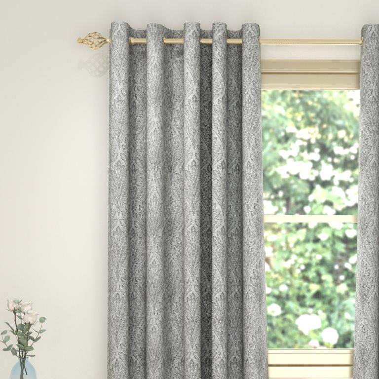 Fleur des Lys 90" x 72” Lined Eyelet Curtains Natural - Image 2
