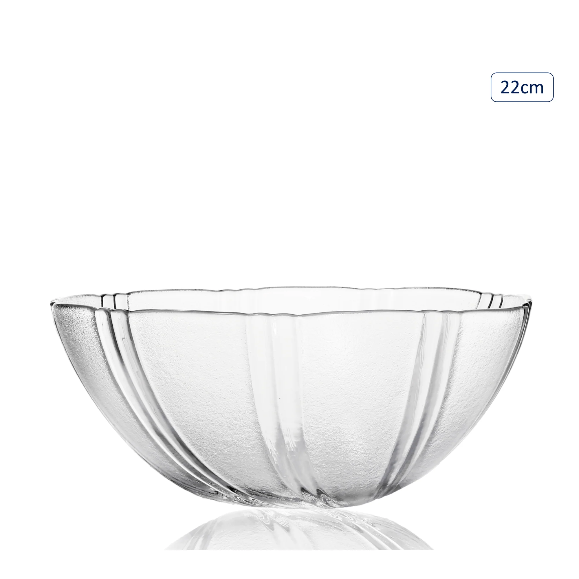 Glass Salad Bowl with Ridges – 22cm