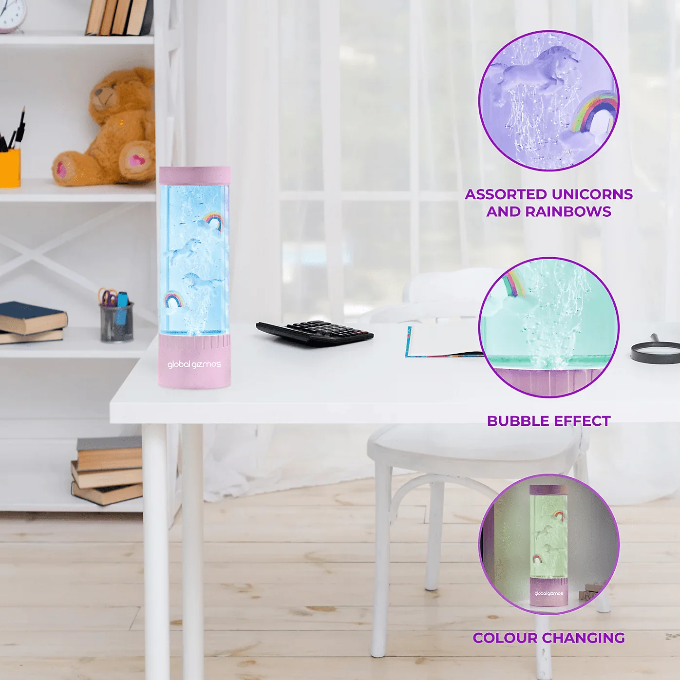 Global Gizmos Unicorns and Rainbows Desk Bubble Lamp - Image 2
