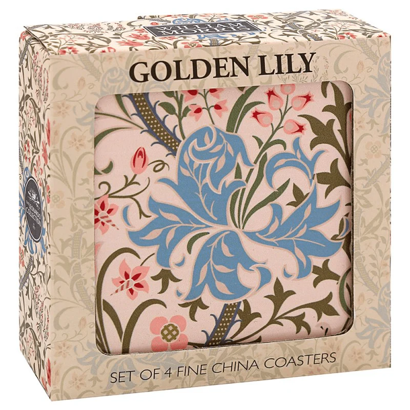 Golden Lily Ceramic Coasters - Set of 4 - Image 2
