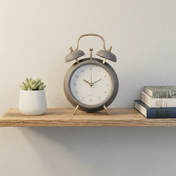 Grey Retro Table Clock 17cm - Image 2