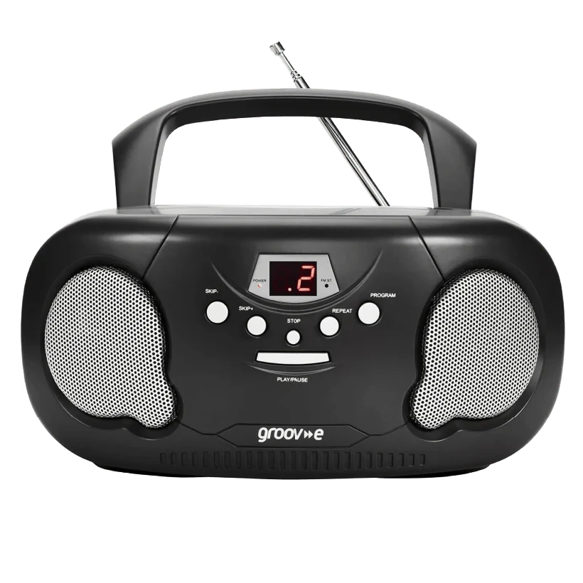 Groov-e Black Portable Boombox CD Player Radio