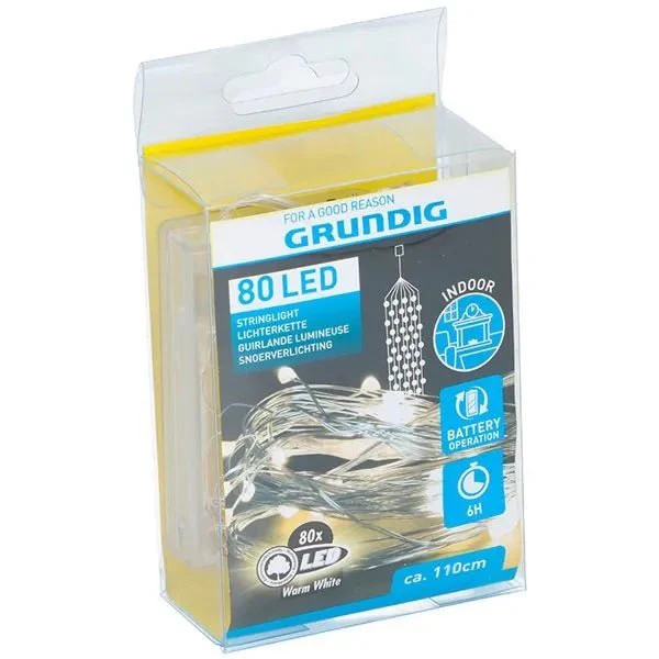 Grundig 80 LED Battery Light String 110cm