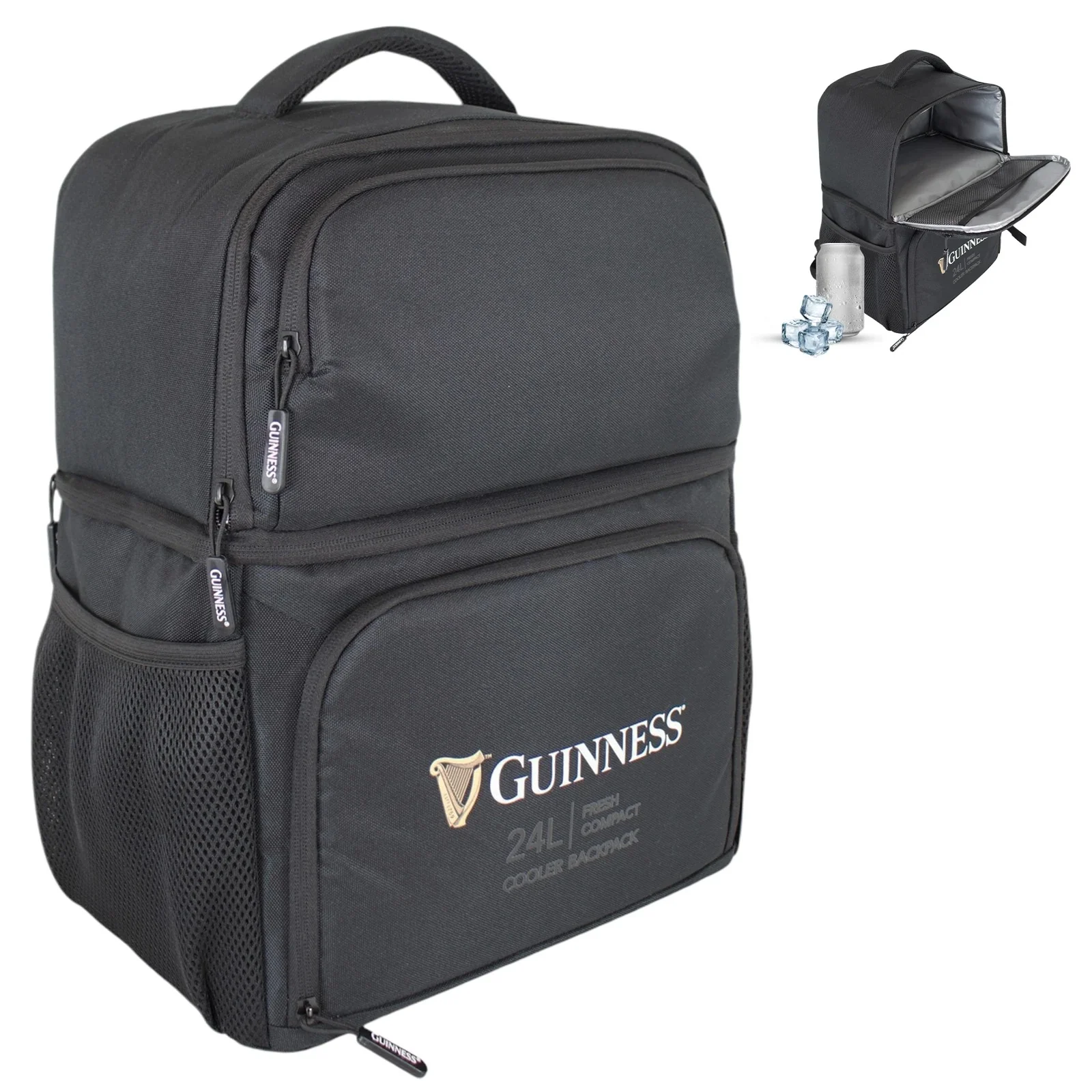 Guinness 24L Insulated Cooler Backpack with Padded Straps & Side Pockets