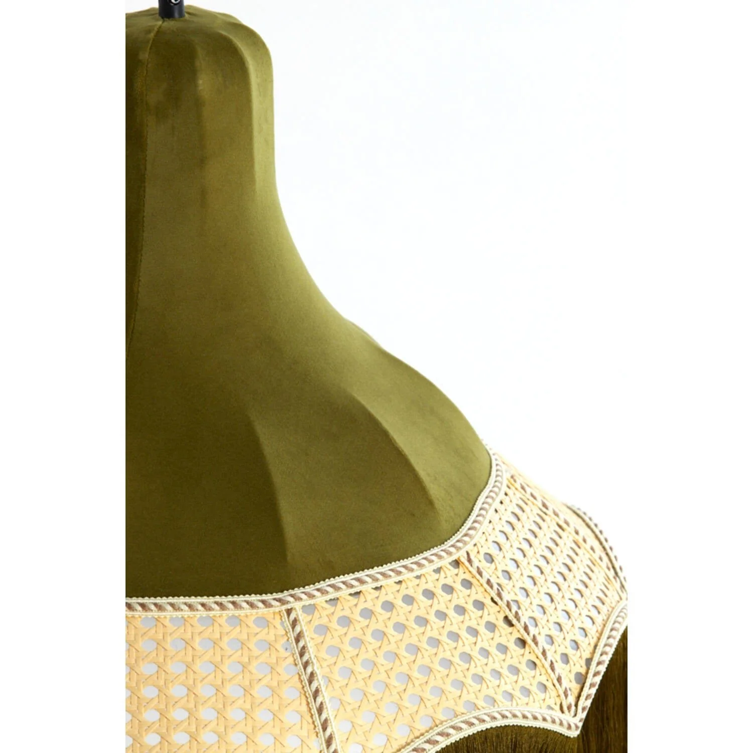 Hanging Pendant 50 x 44.5cm MIZIA Velvet Green & Webbing Natural - Image 3