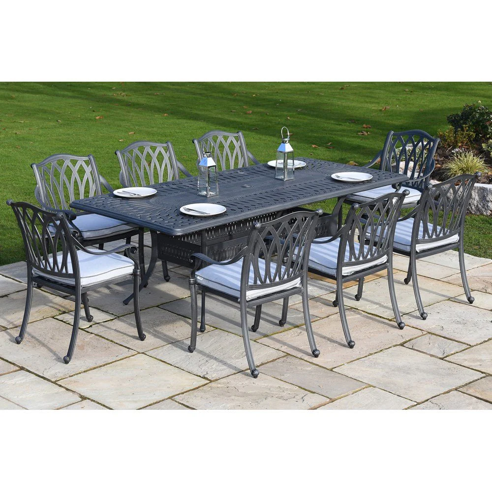Hartmann Florence Cast Aluminium 8 Seater Rectangular Set - Antique Grey - Image 2