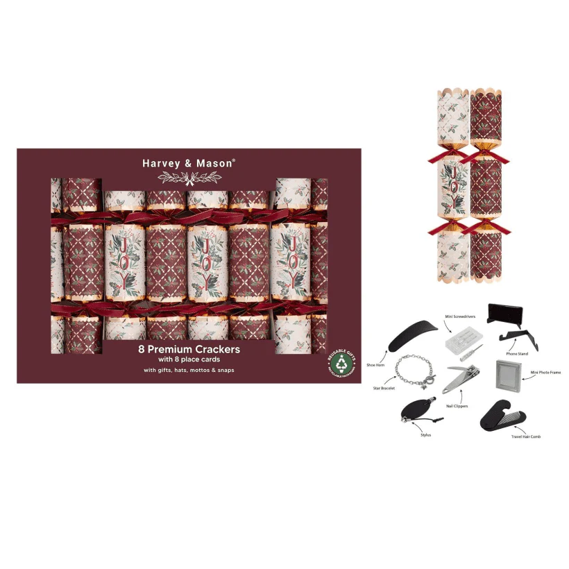 Harvey & Mason 8 Premium Burgundy Joy 12.5" Crackers