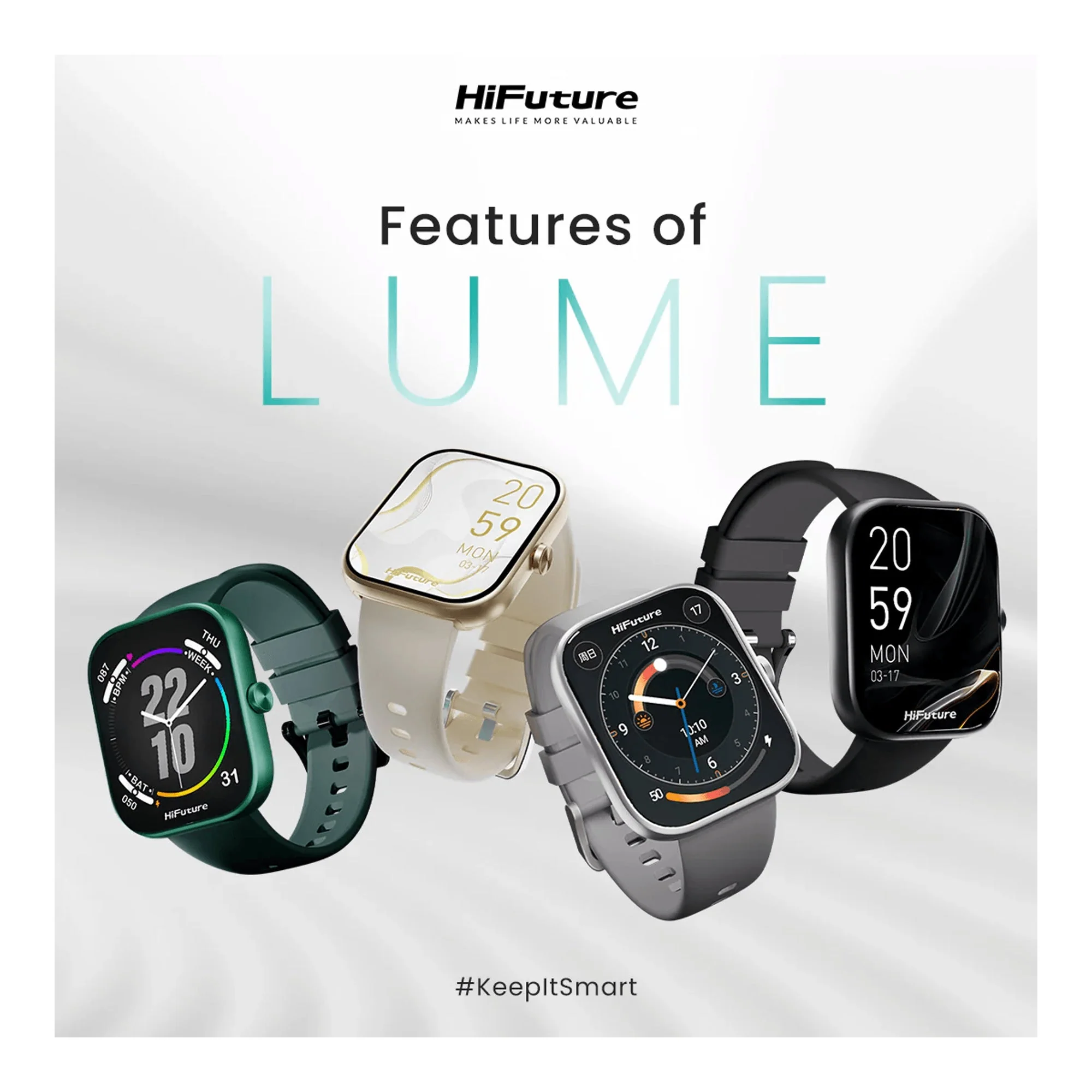 HiFuture Lume Smart Watch 1.85" Display | Grey - Image 2