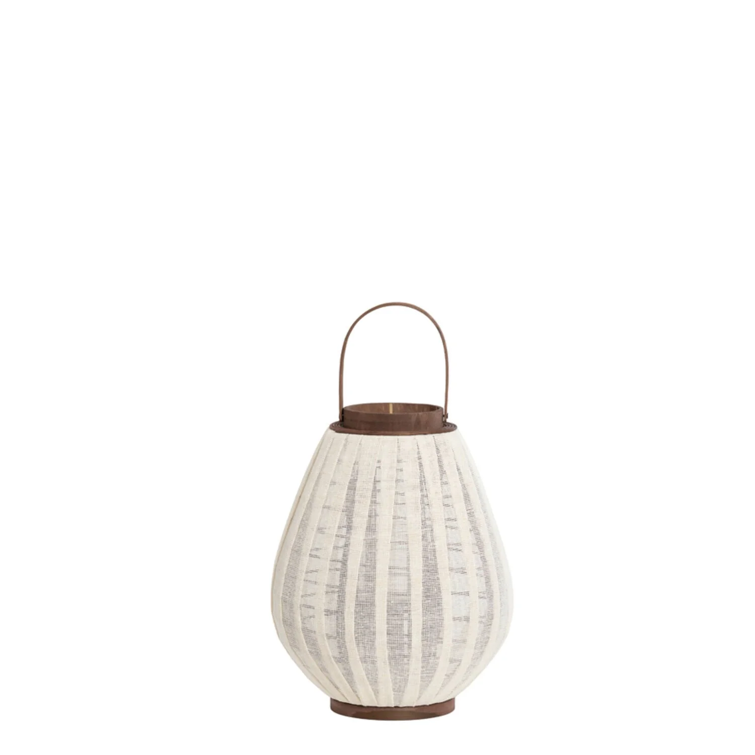 Hurricane Lantern 32 x 40cm DAZIO Linen Natural & Dark Brown Wood