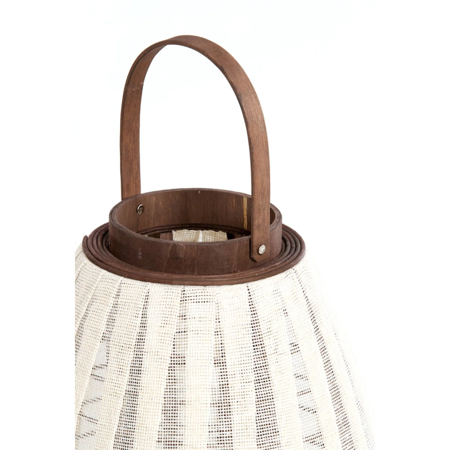 Hurricane Lantern 32 x 40cm DAZIO Linen Natural & Dark Brown Wood - Image 2