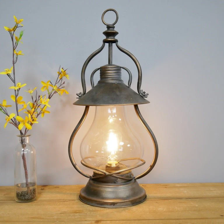 Industrial Style Battery Operated Lantern 47cm