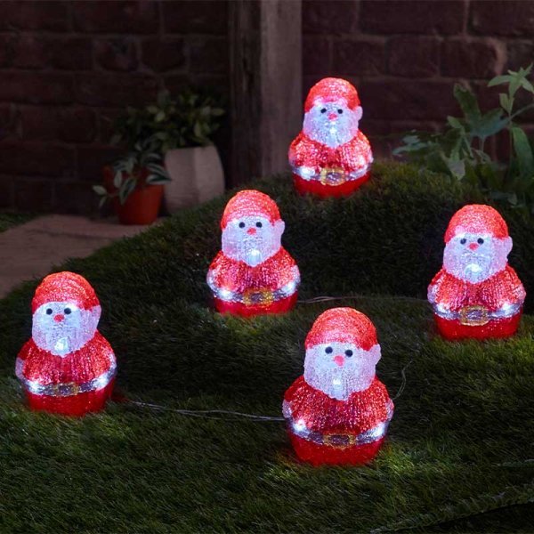 InLit Ice Santas - Set of 5 Battery Operated