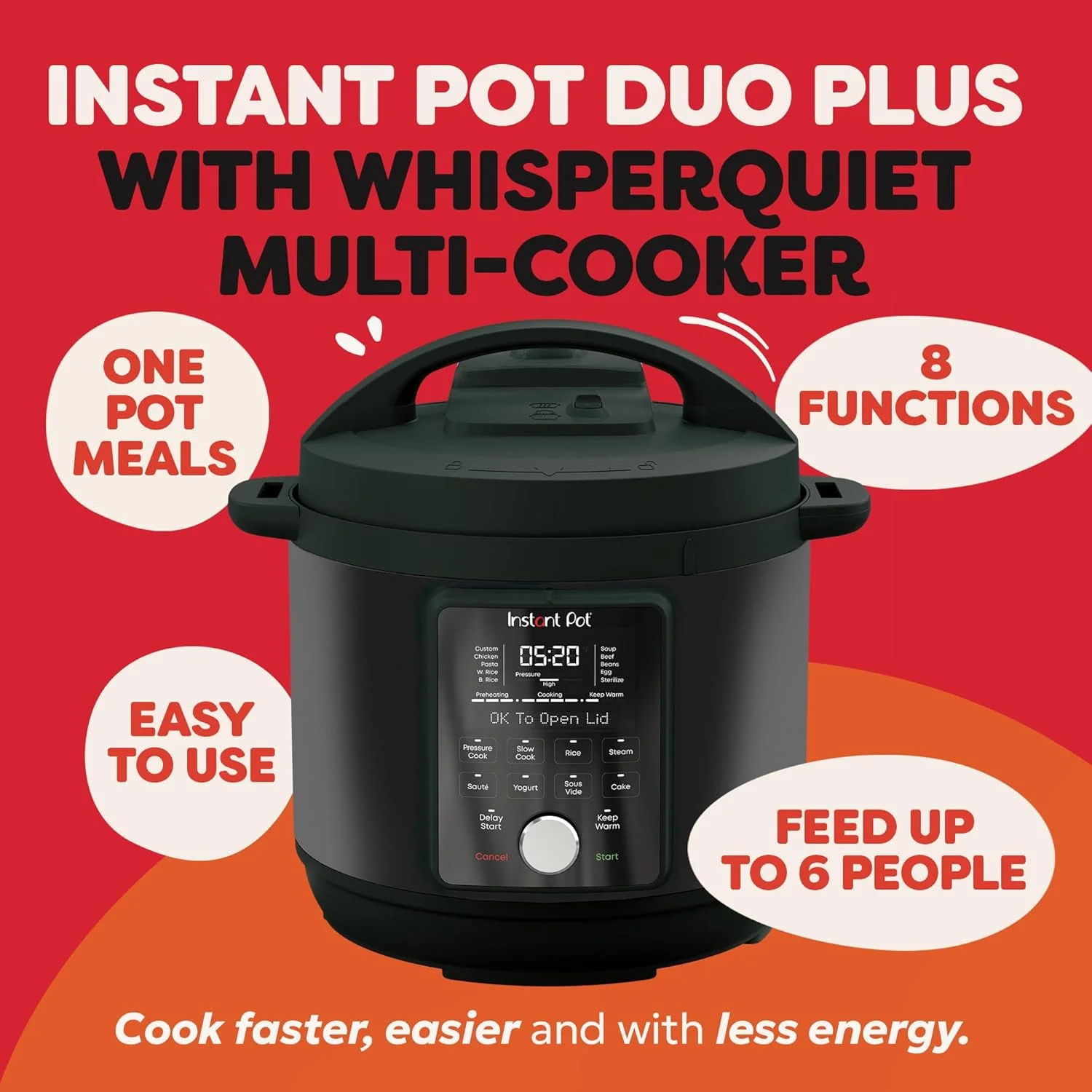 Instant Pot WhisperQuiet 9in1 MultiCooker 66L Smart Pressure Cooker - Image 2