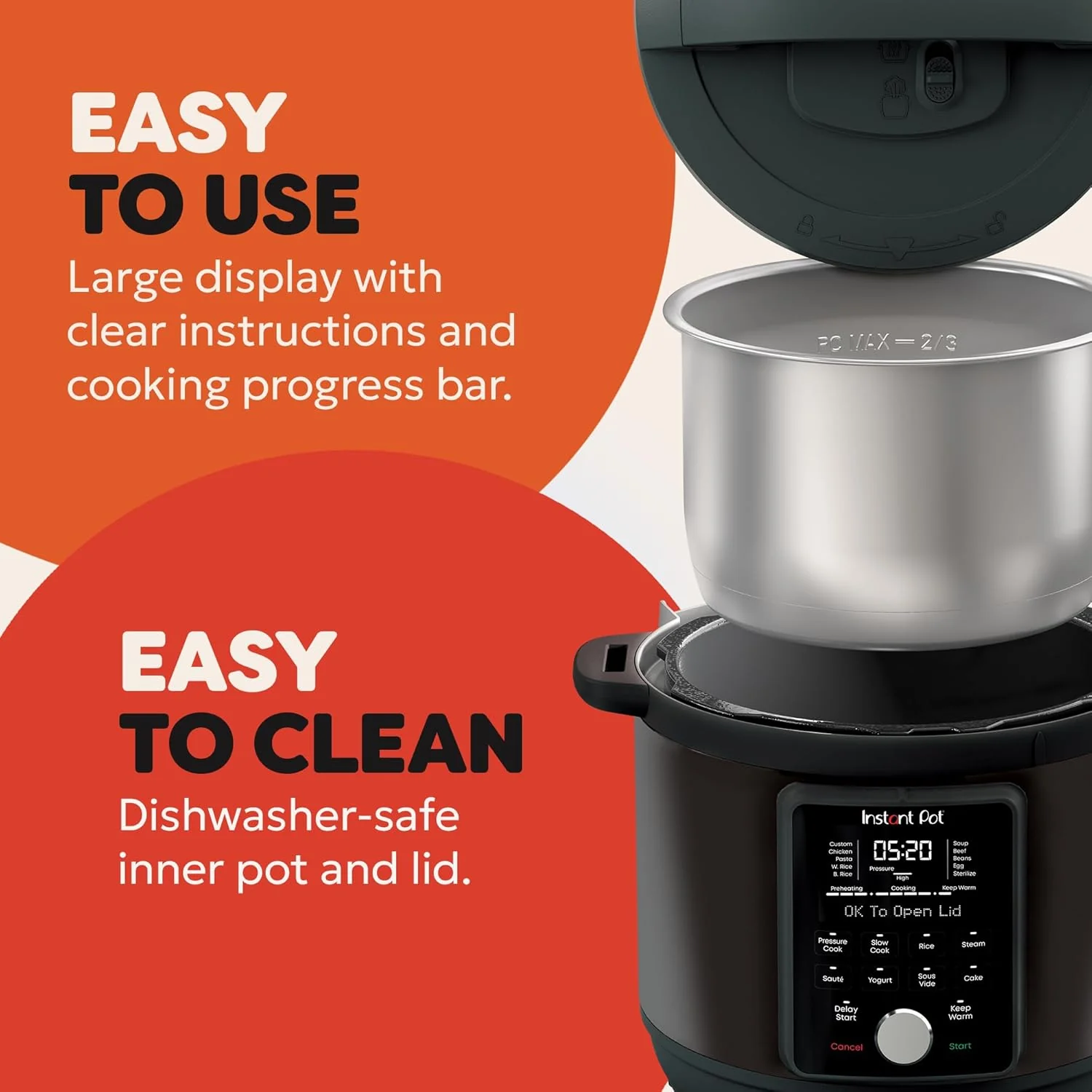 Instant Pot WhisperQuiet 9in1 MultiCooker 66L Smart Pressure Cooker - Image 3
