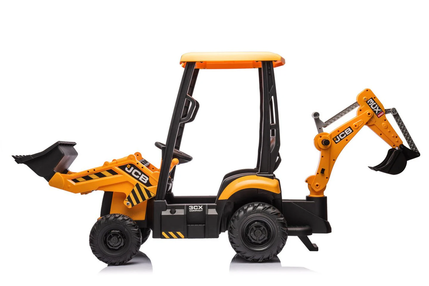 JCB Yellow 12V Electric Ride On Tractor with Loader and Backhoe - Image 3
