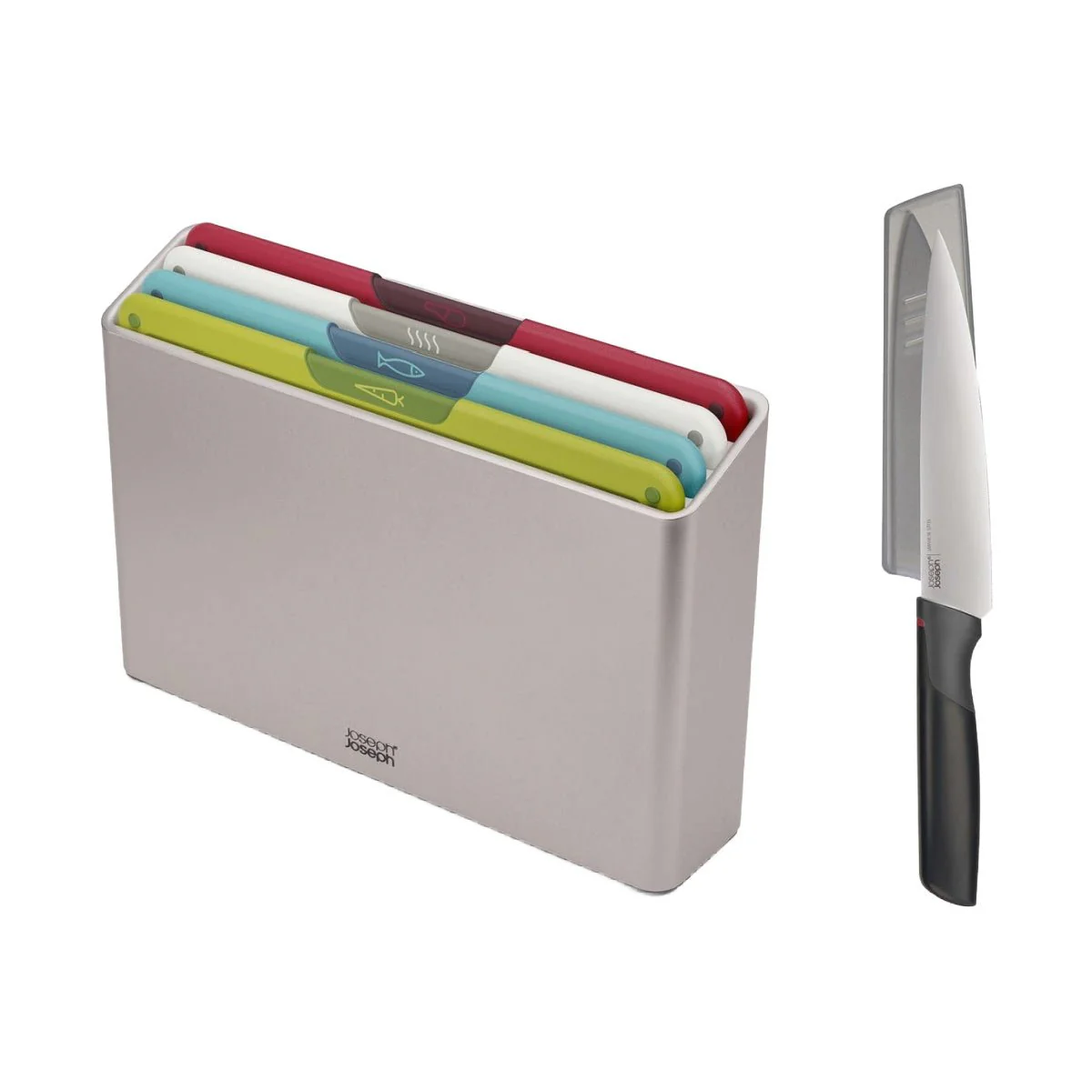 Joseph Joseph Folio™ Icon 4-piece Multicolour Chopping Board Set with Chef’s Knife