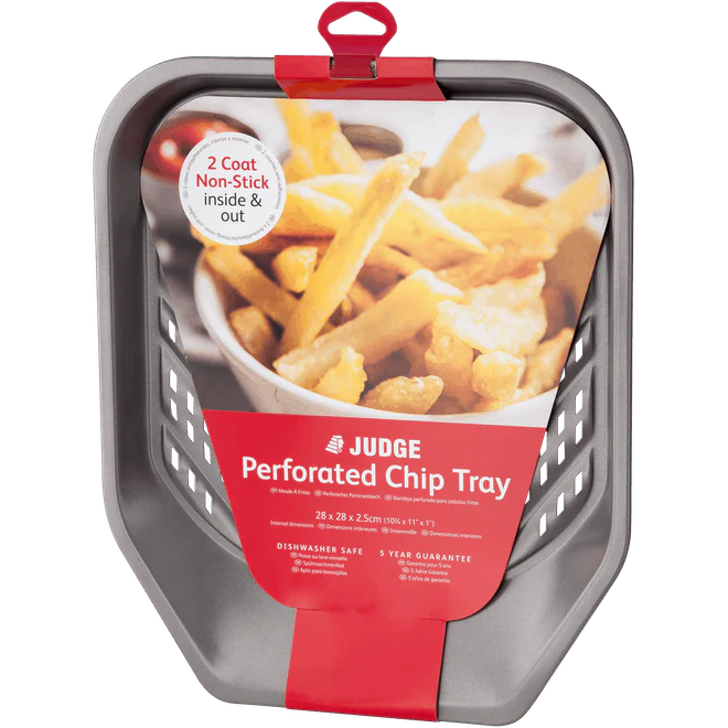 Judge Bakeware, 28 x 28 x 2.5cm Perforated Chip Tray, Non-Stick