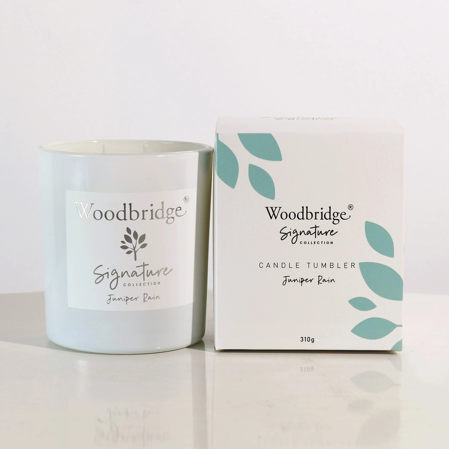Juniper Rain Boxed Tumbler Candle by Woodbridge 310g