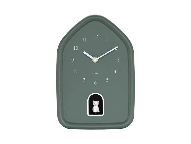 Karlsson Wall Clock Modern Kitty Jungle Green