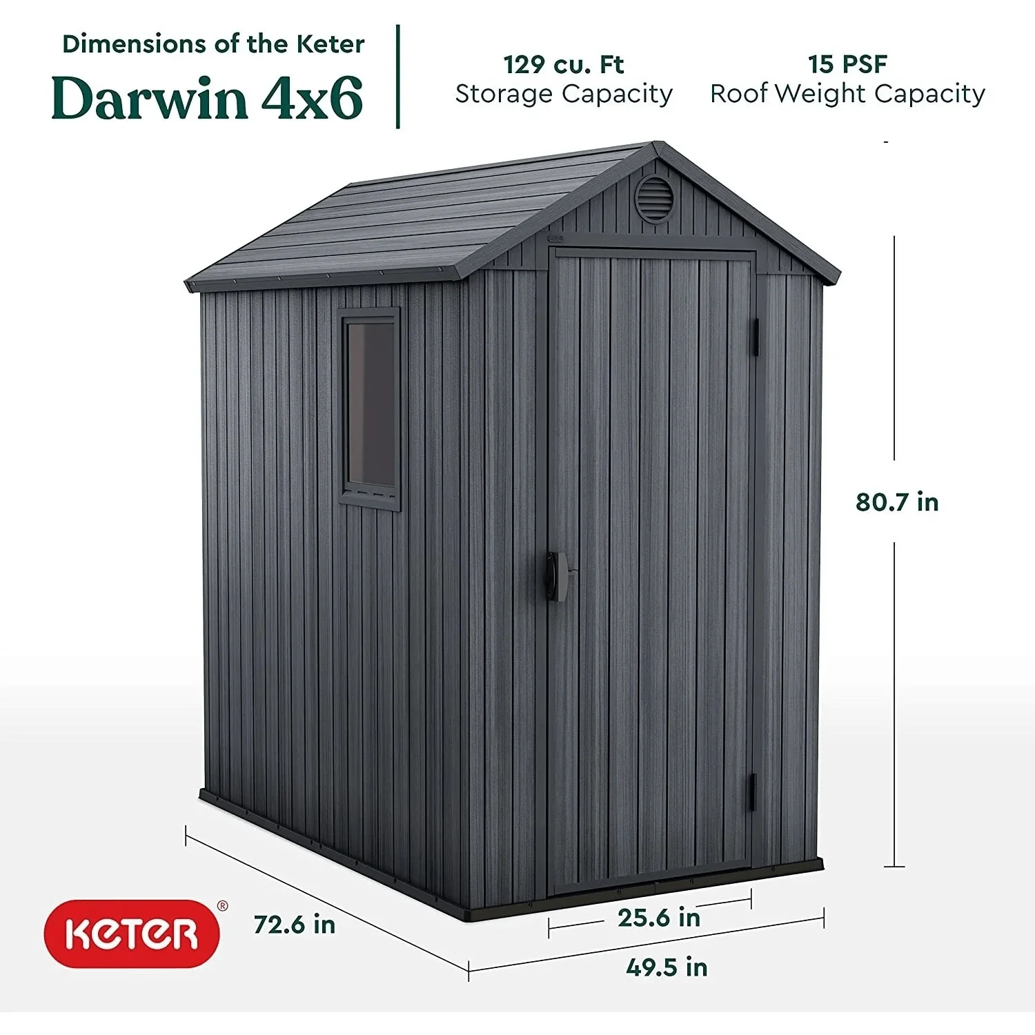 Keter Darwin Shed - 6ft x 4ft - Image 3