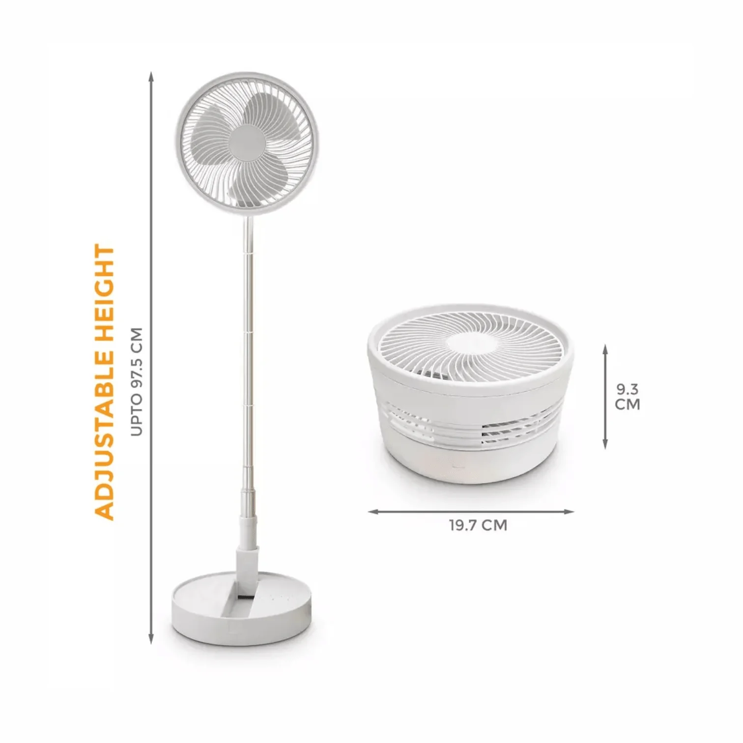 Kingavon Cordless Telescopic Folding Fan White BB-FA140 - Image 2