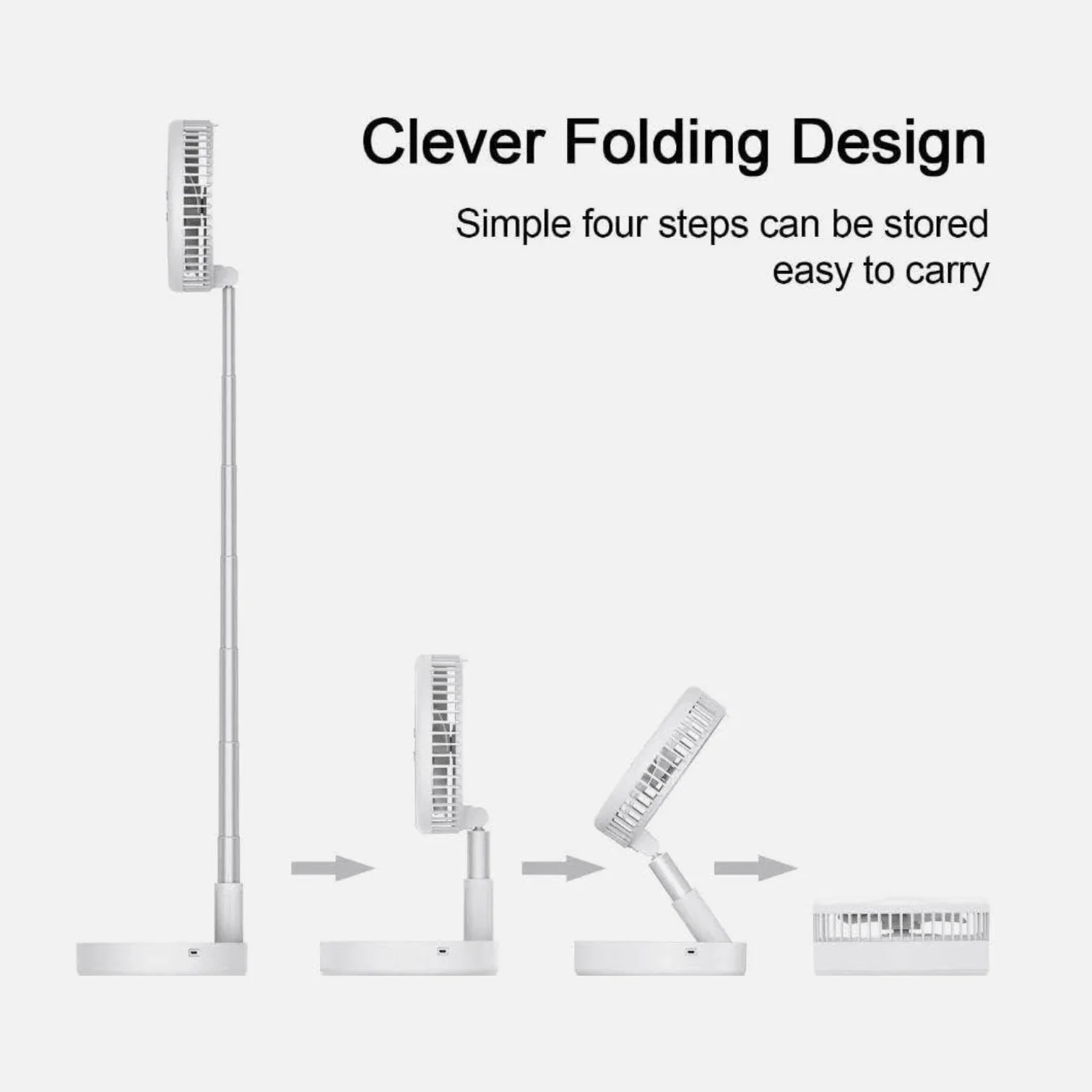 Kingavon Cordless Telescopic Folding Fan White BB-FA140 - Image 3