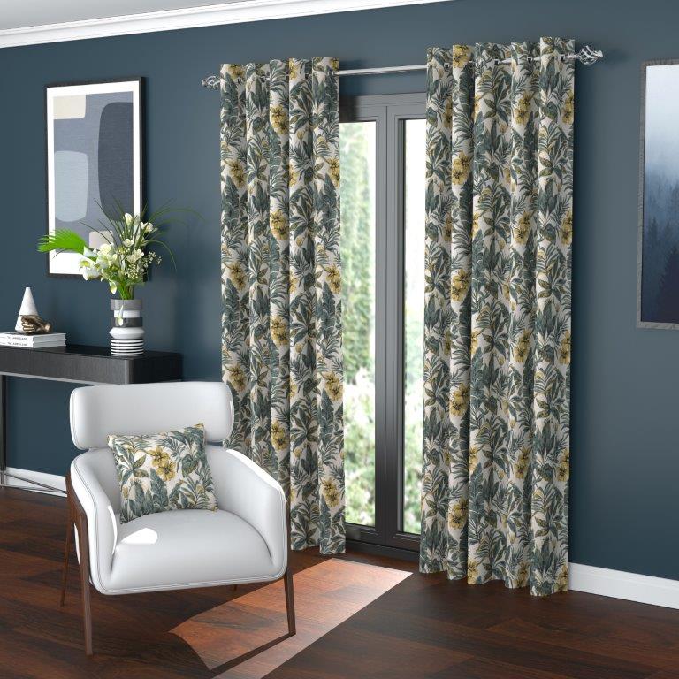 Kingdom 66" x 90” Lined Eyelet Curtains Teal