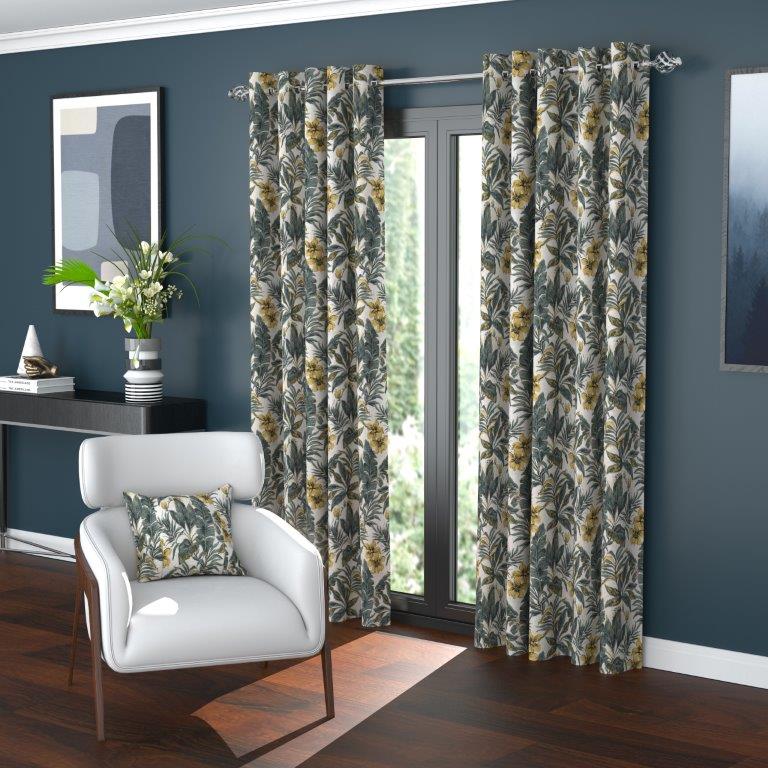 Kingdom 90" x 90” Lined Eyelet Curtains Teal
