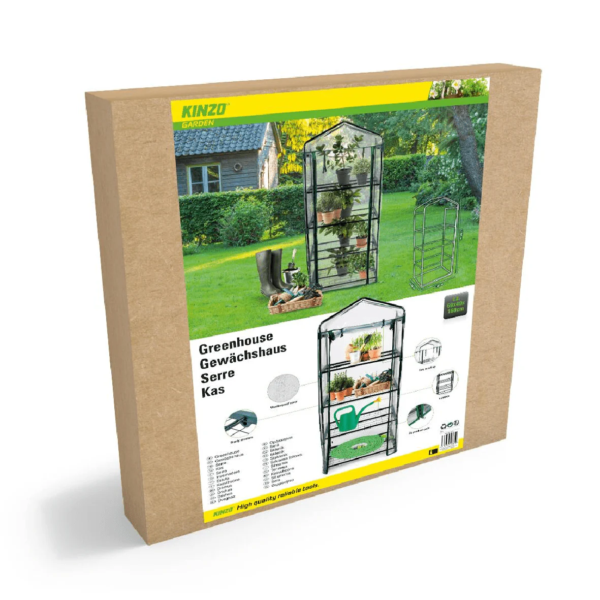 Kinzo 4 Tier Plastic Garden Greenhouse 69 x 49 x 160cm - Image 2
