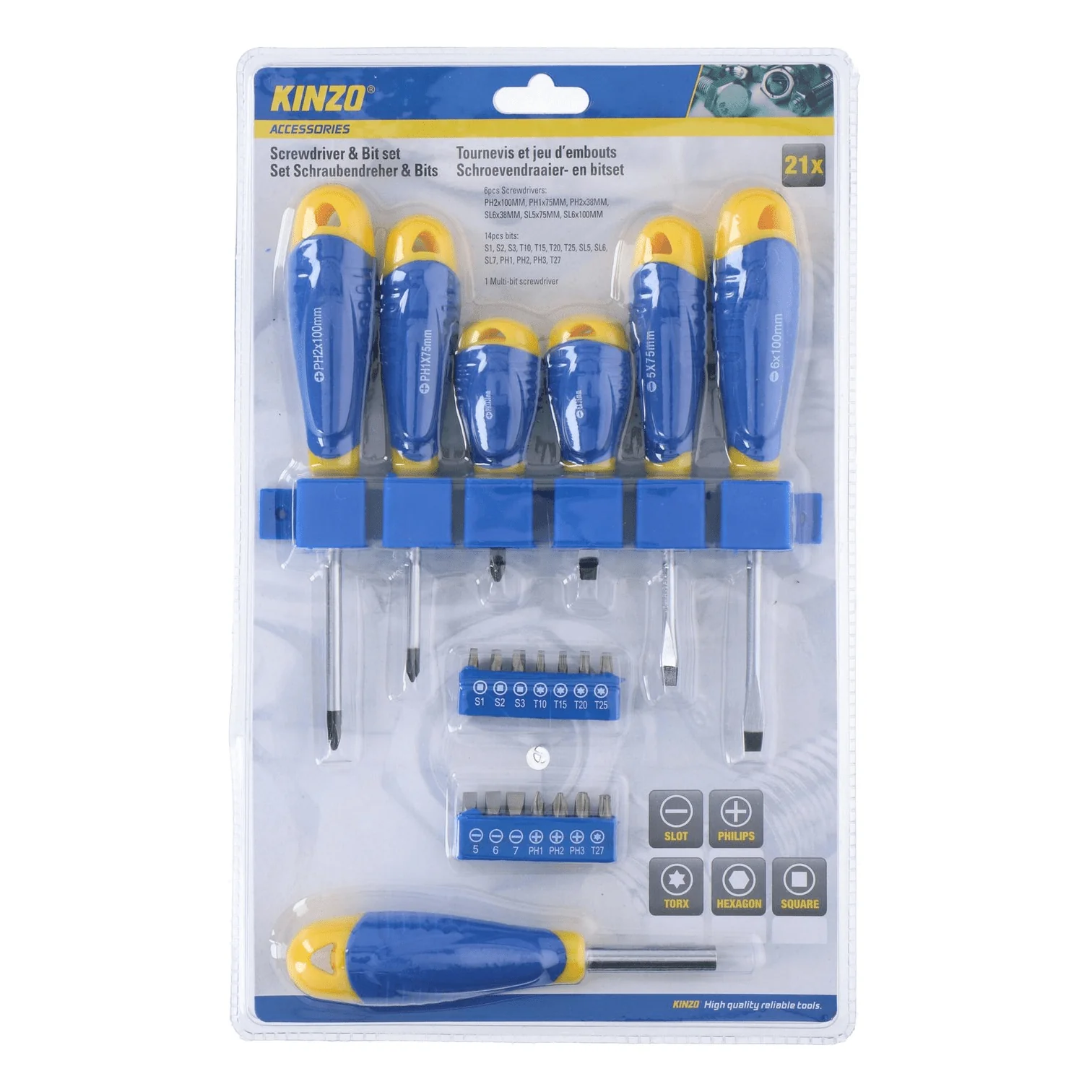 KINZO Screwdriver And Bit Set 21 Piece