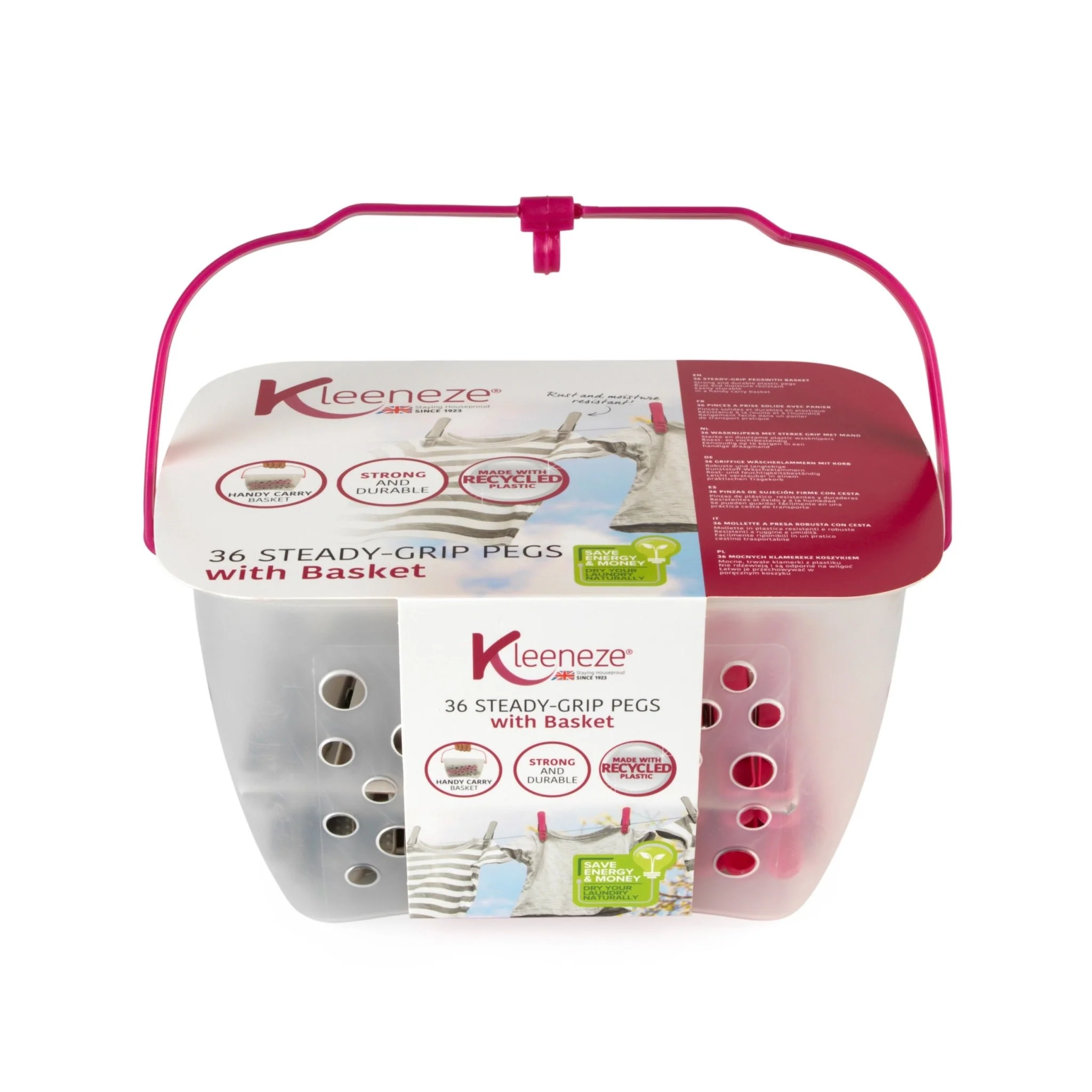Kleeneze 36 Steady‑Grip Pegs with Storage Basket