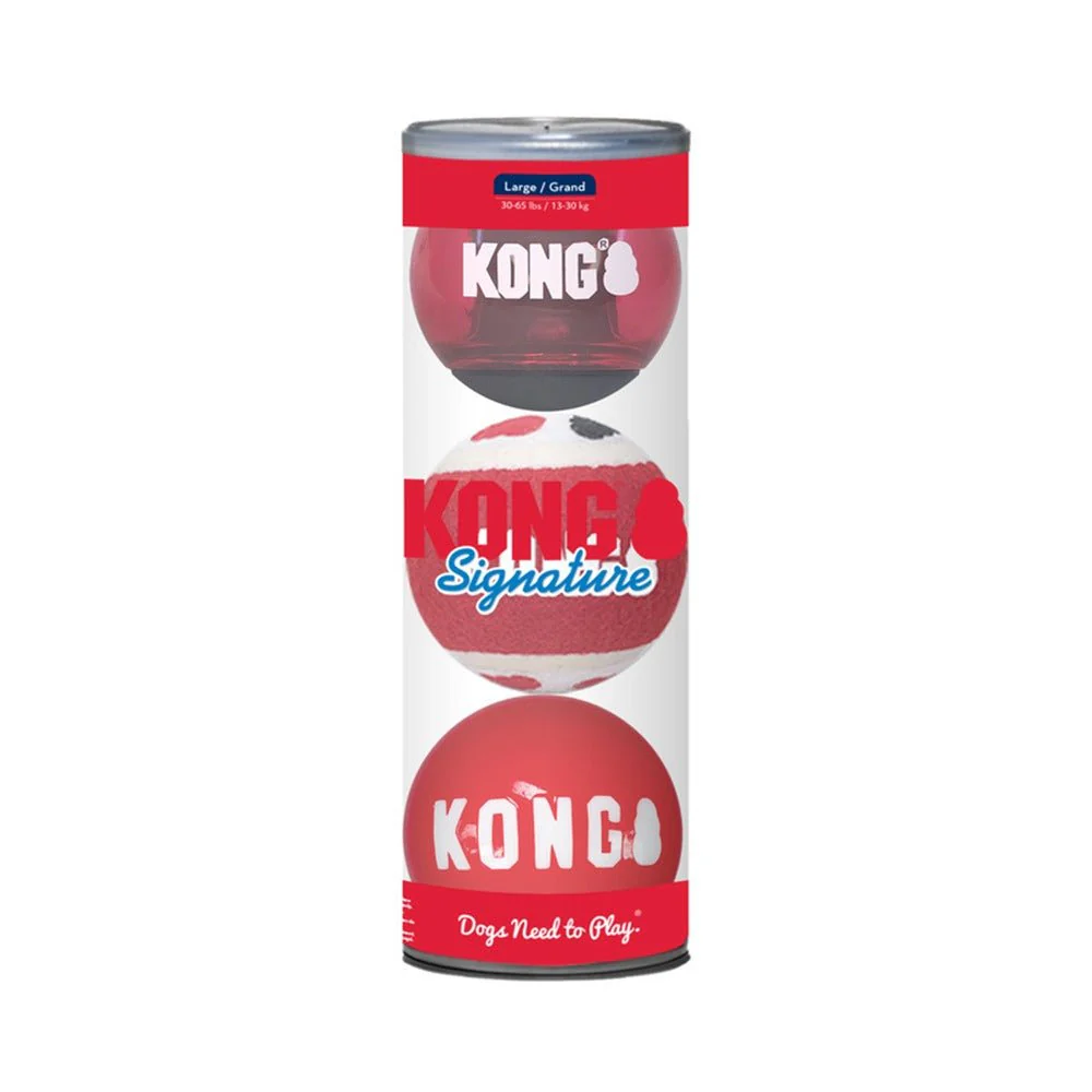 KONG Signature Balls 3-pk Assorted Large