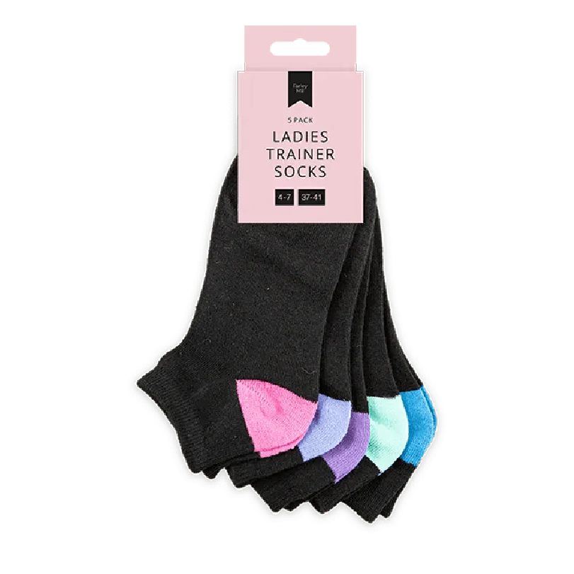 Ladies Black Trainer Socks 5pk