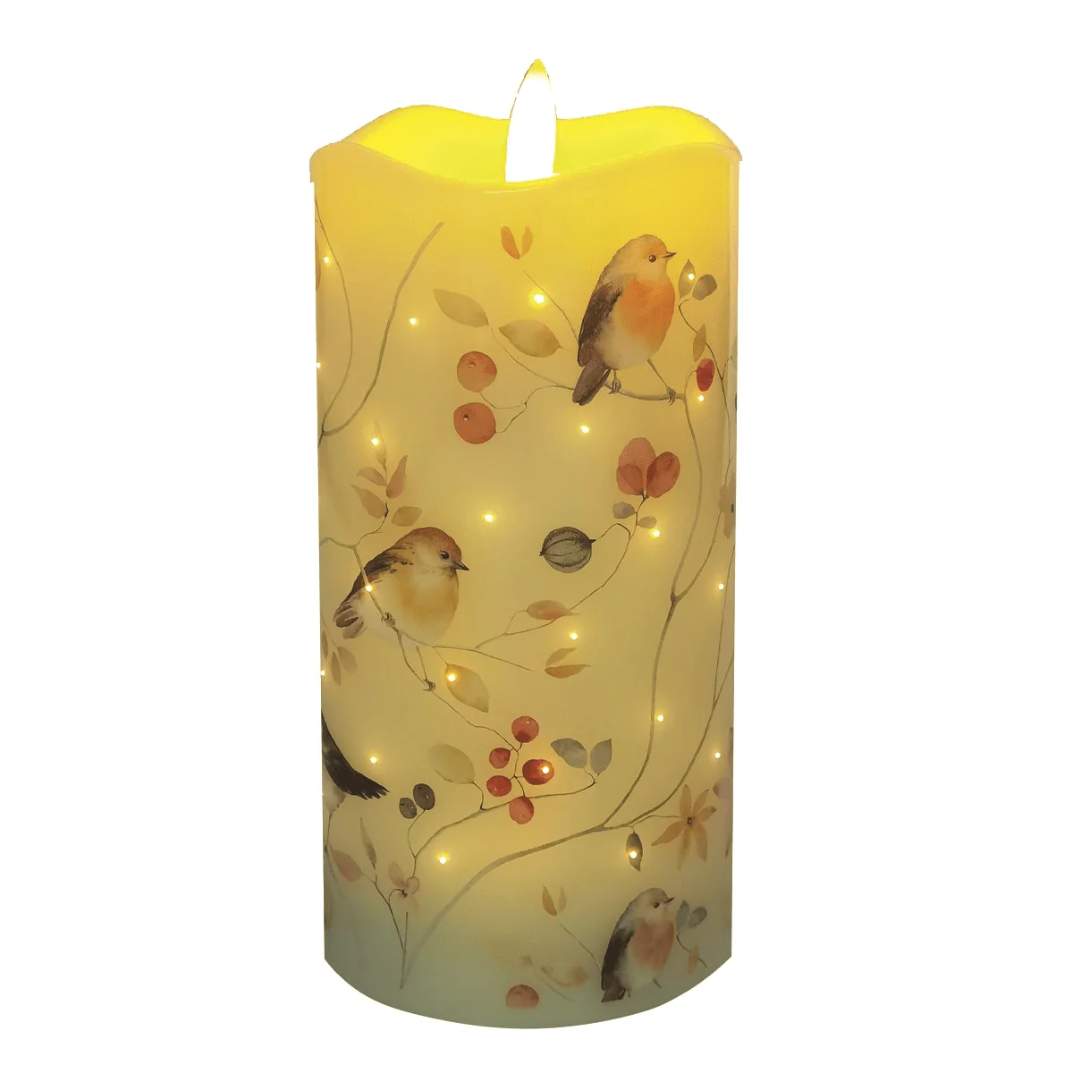 LED Christmas Robins Candle 7.5cm x 15cm