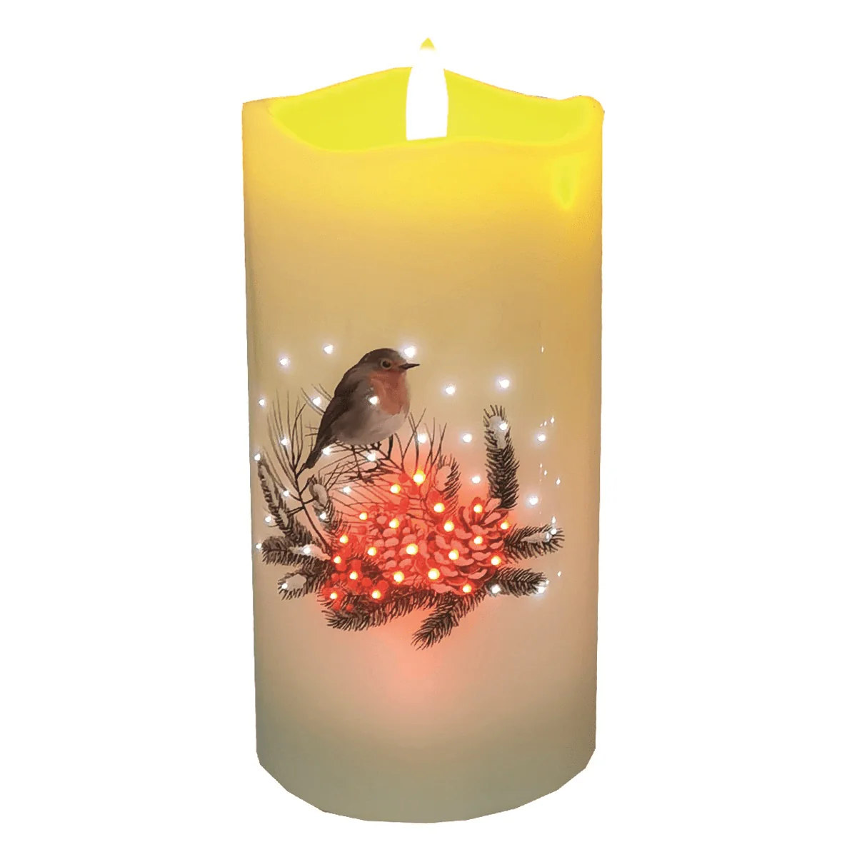 LED Festive Robin Candle 7.5 x 15cm