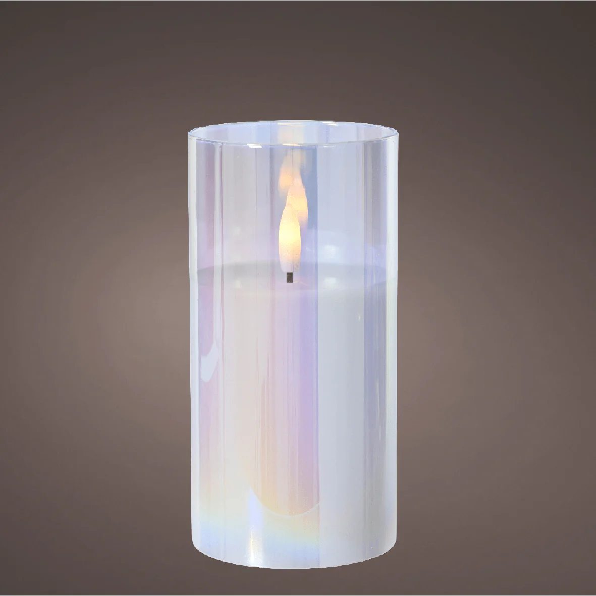 LED Wick Candle Glass Battery Operated 15 x 7.5cm