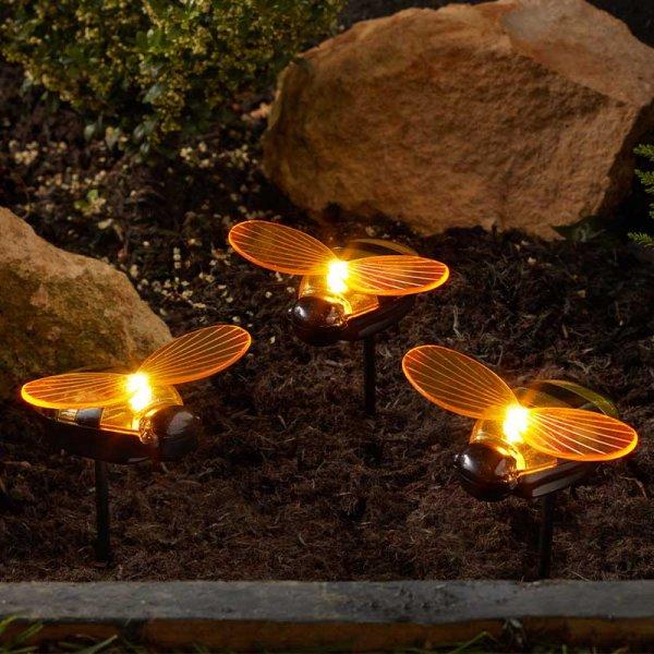 Light-Up Bee Solar Stake Light 3pk