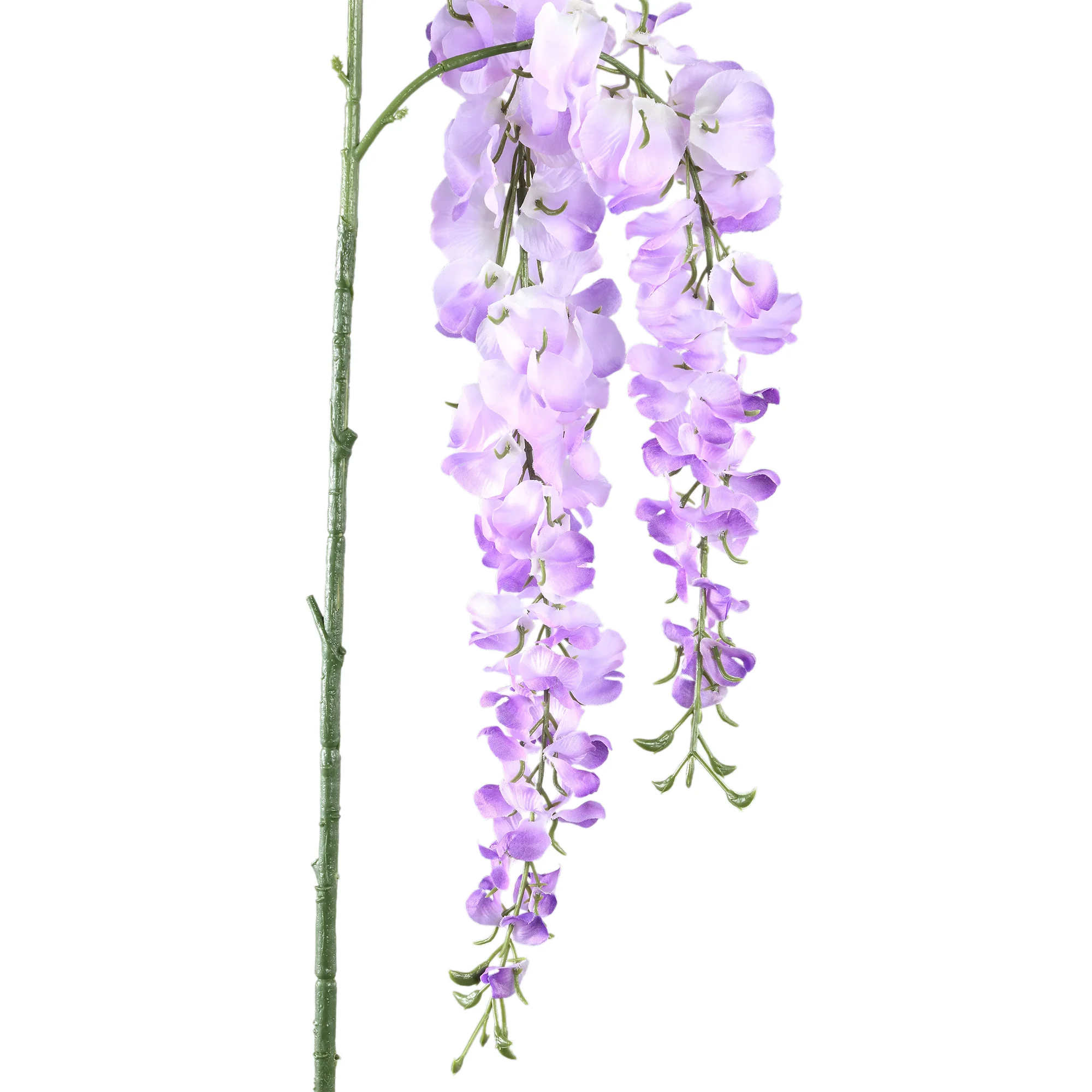 Lilac Wisteria Spray with Leaves Artificial Flower - Image 2
