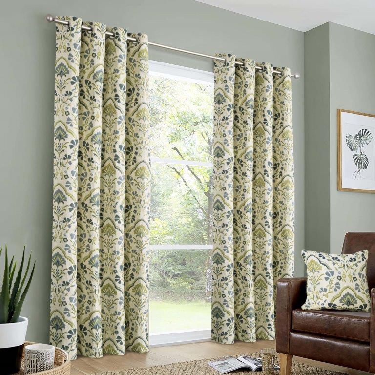 Lille 90" x 72” Lined Eyelet Curtains Blue