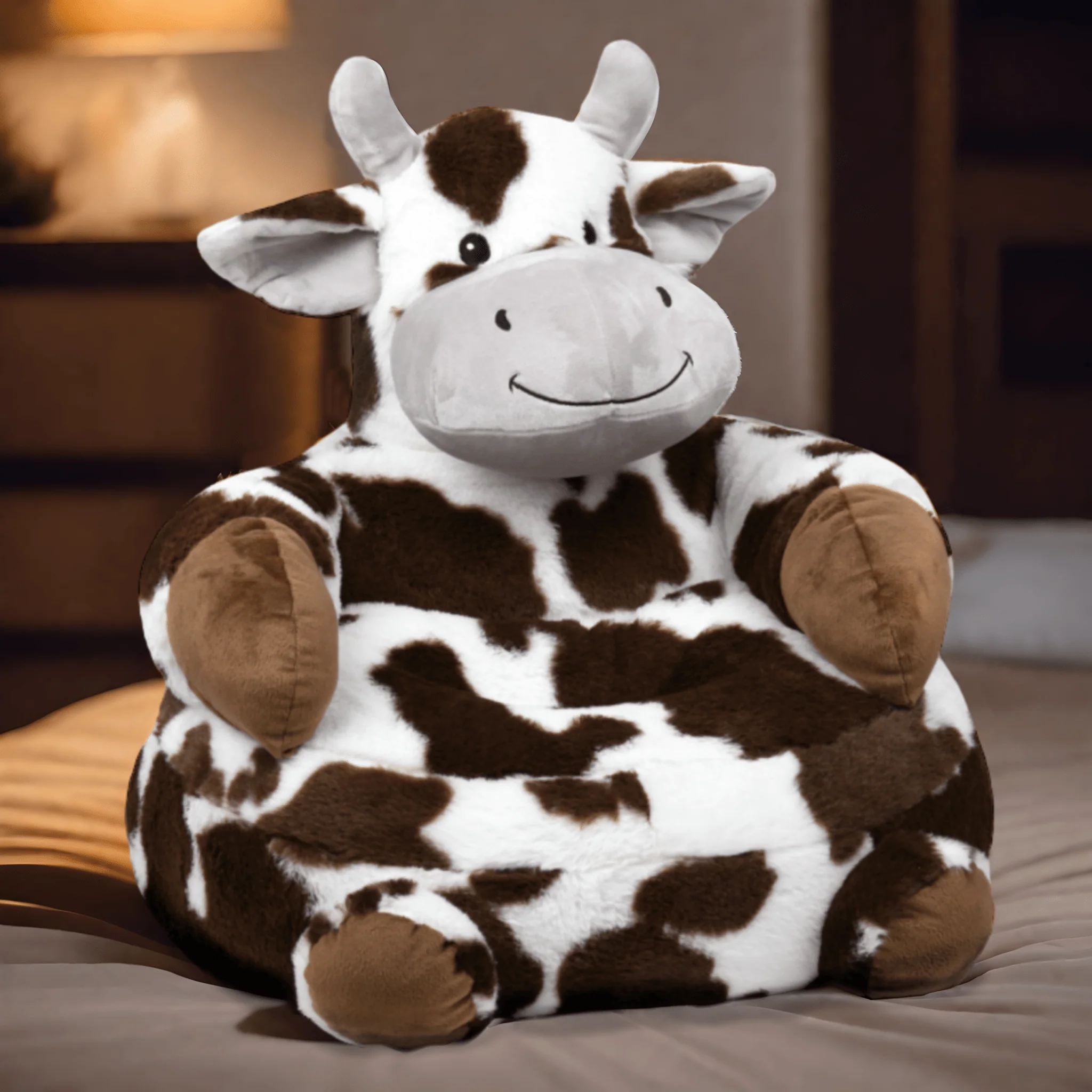 Lise Brown Cow Kids Beanie Chair 45x45cm