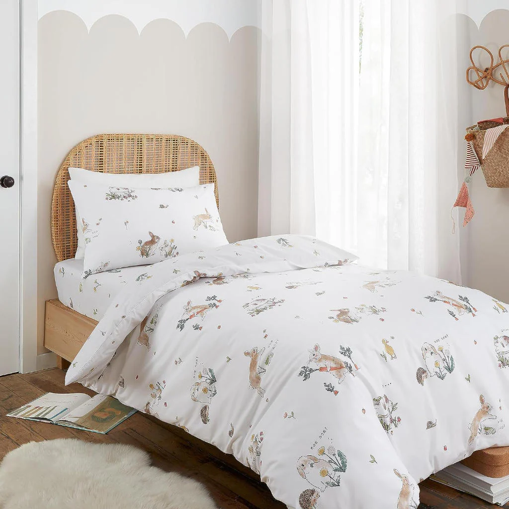 Little Bianca Bunny Rabbit Friends Duvet Cover - Single