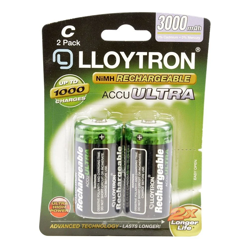 Lloytron 2pk NIMH AccuUltra Rechargeable Battery - C 3000mAh