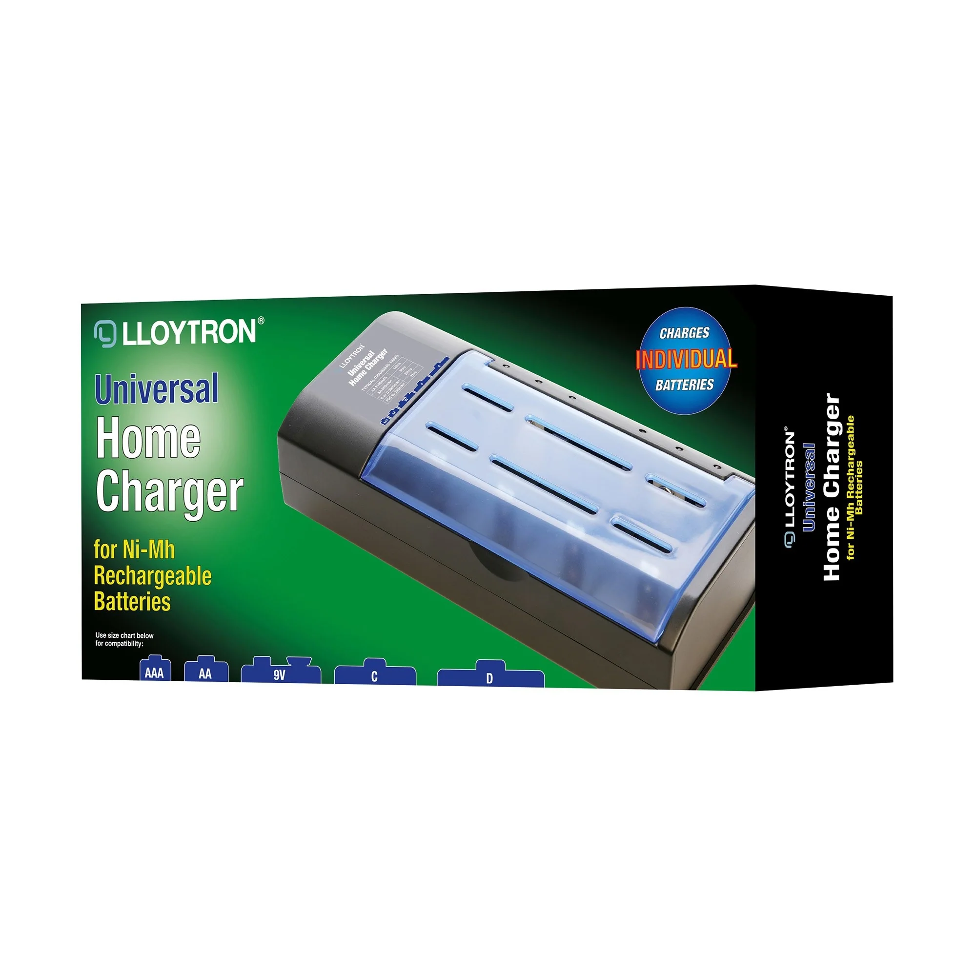 Lloytron Universal AA/AAA/C/D+9v Battery Charger for NiMH - Image 4