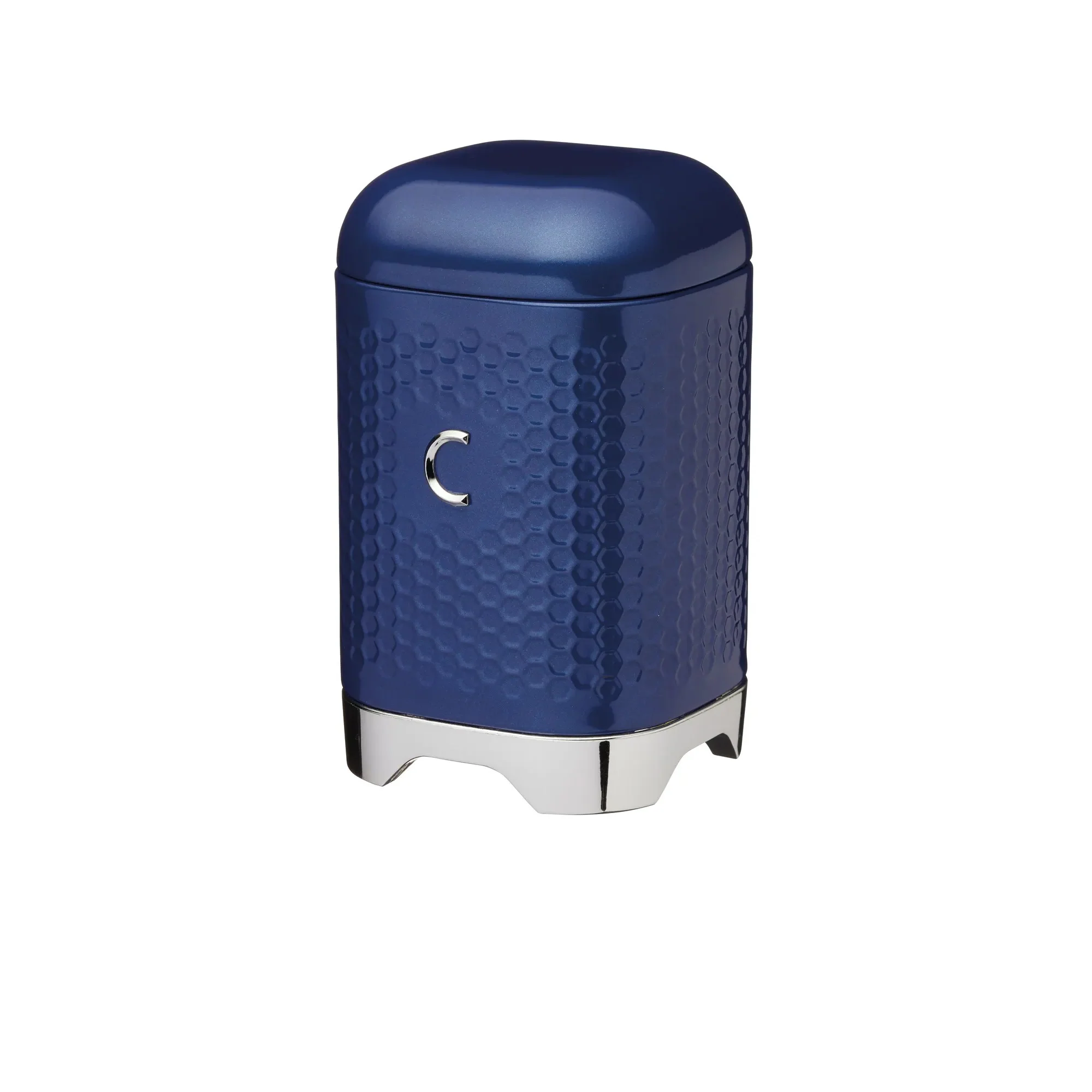 Lovello Retro Coffee Canister with Geometric Textured Finish - Midnight Navy