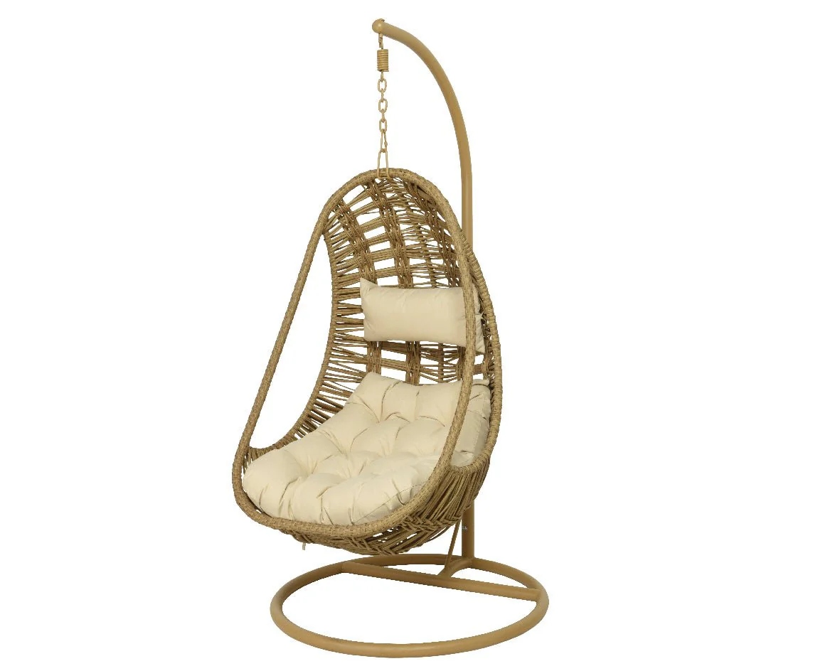 Lucca Hanging Natural Wicker Egg Chair - Image 2