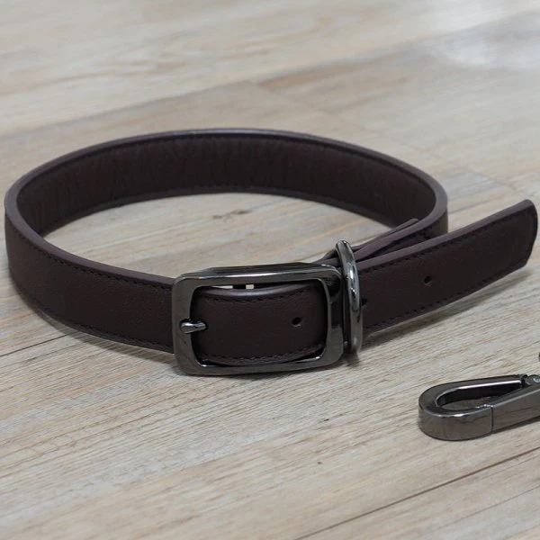 Luxe Leather - Jet - M WalkAbout Dog Collar (38cm-45cm)