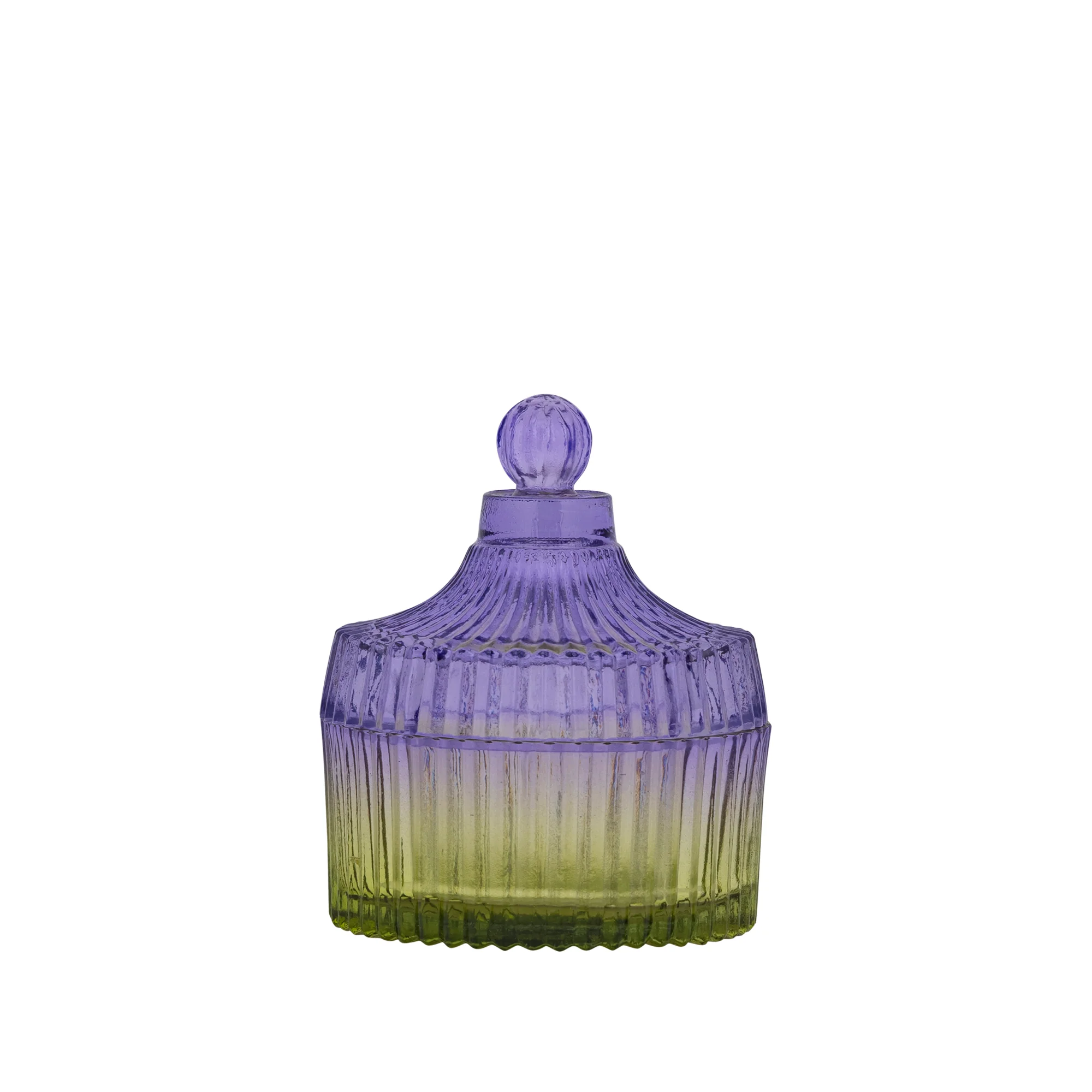 Lynis Purple and Green Ombre Glass Storage Jar with Lid Small