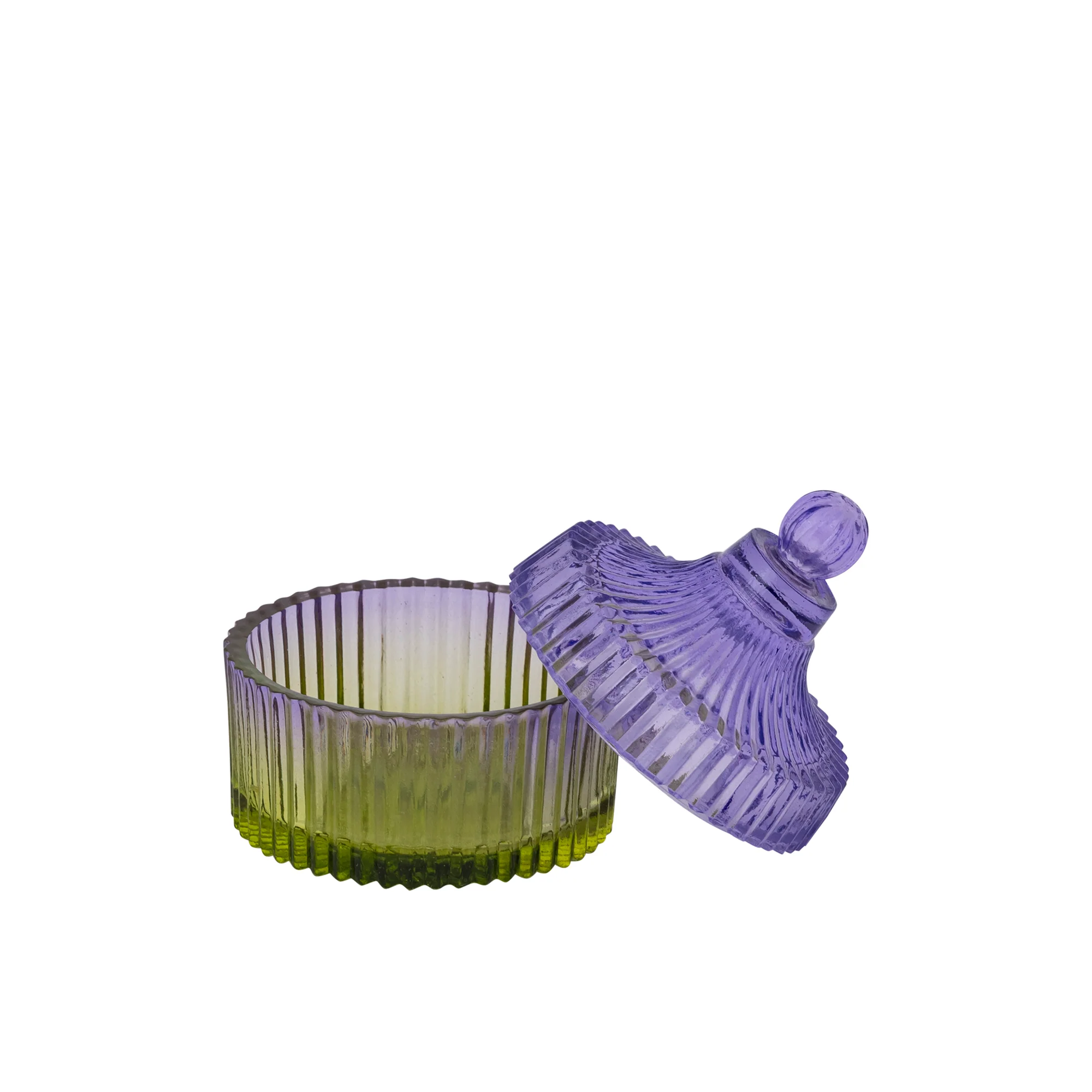 Lynis Purple and Green Ombre Glass Storage Jar with Lid Small - Image 2
