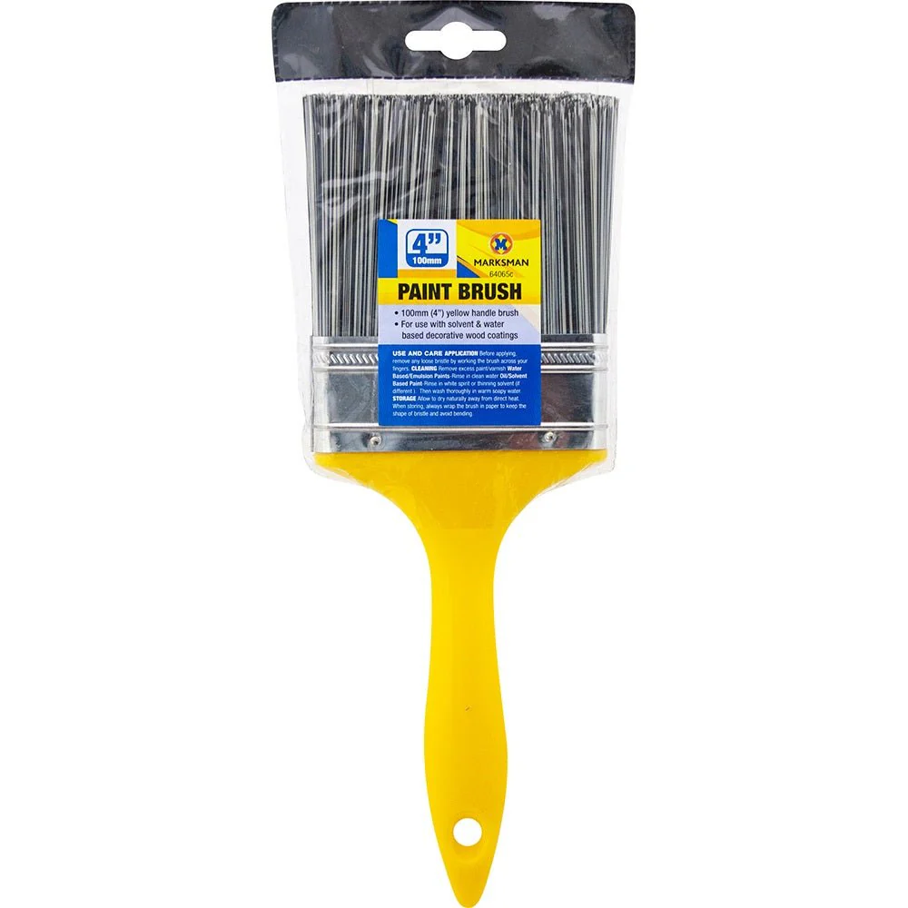 Marksman 4"/10cm Paint Brush - Yellow Handle