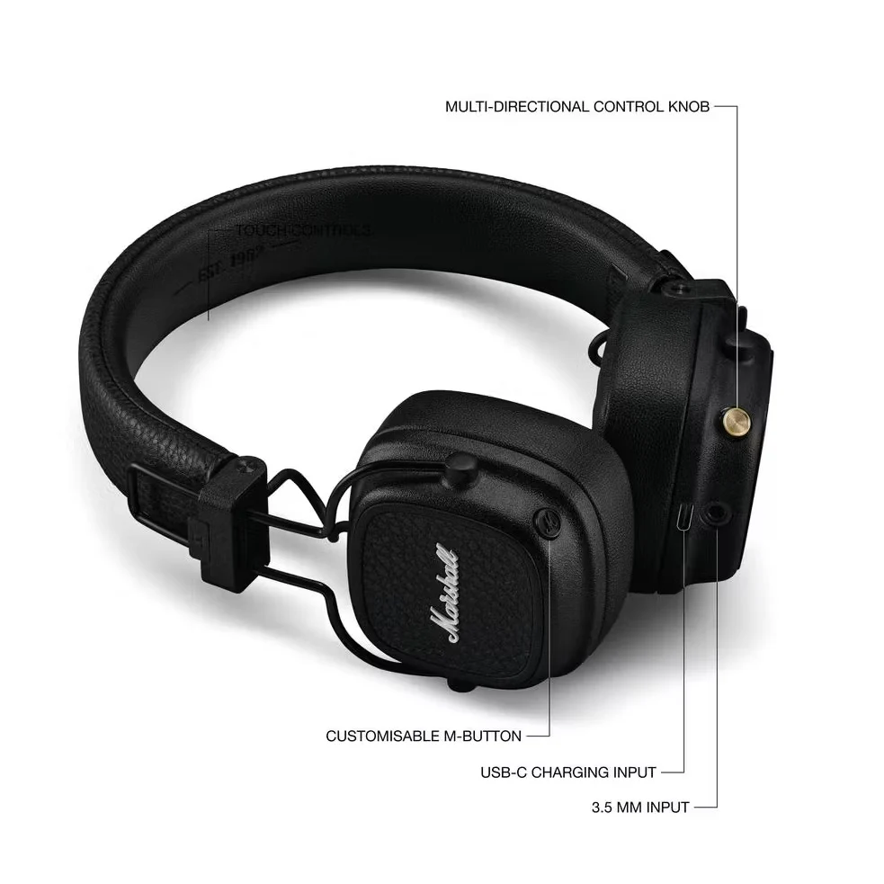 Marshall Major V Wireless Bluetooth Headphones - Black - Image 3